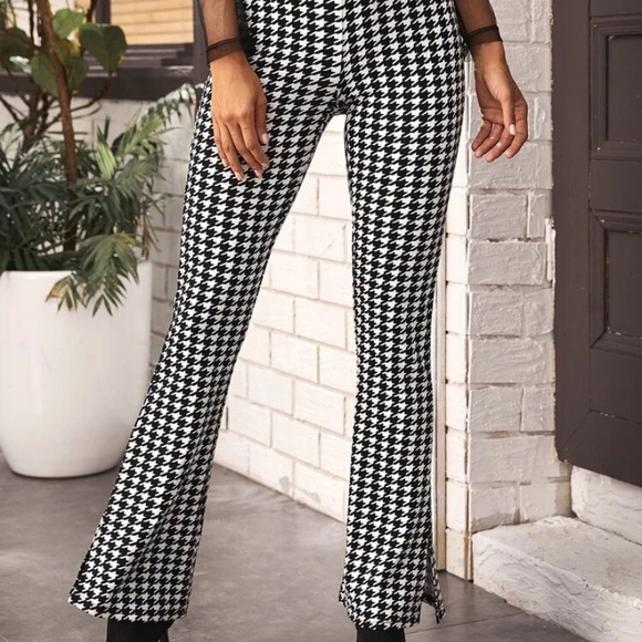 SHEIN flare leg houndstooth pants - Picture 1 of 2